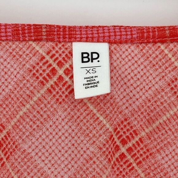 BP Surplice V-Neck Long Sleeve Crop Top Plaid Orange Pink Juniors Women XS‎ NWT - Picture 4 of 6